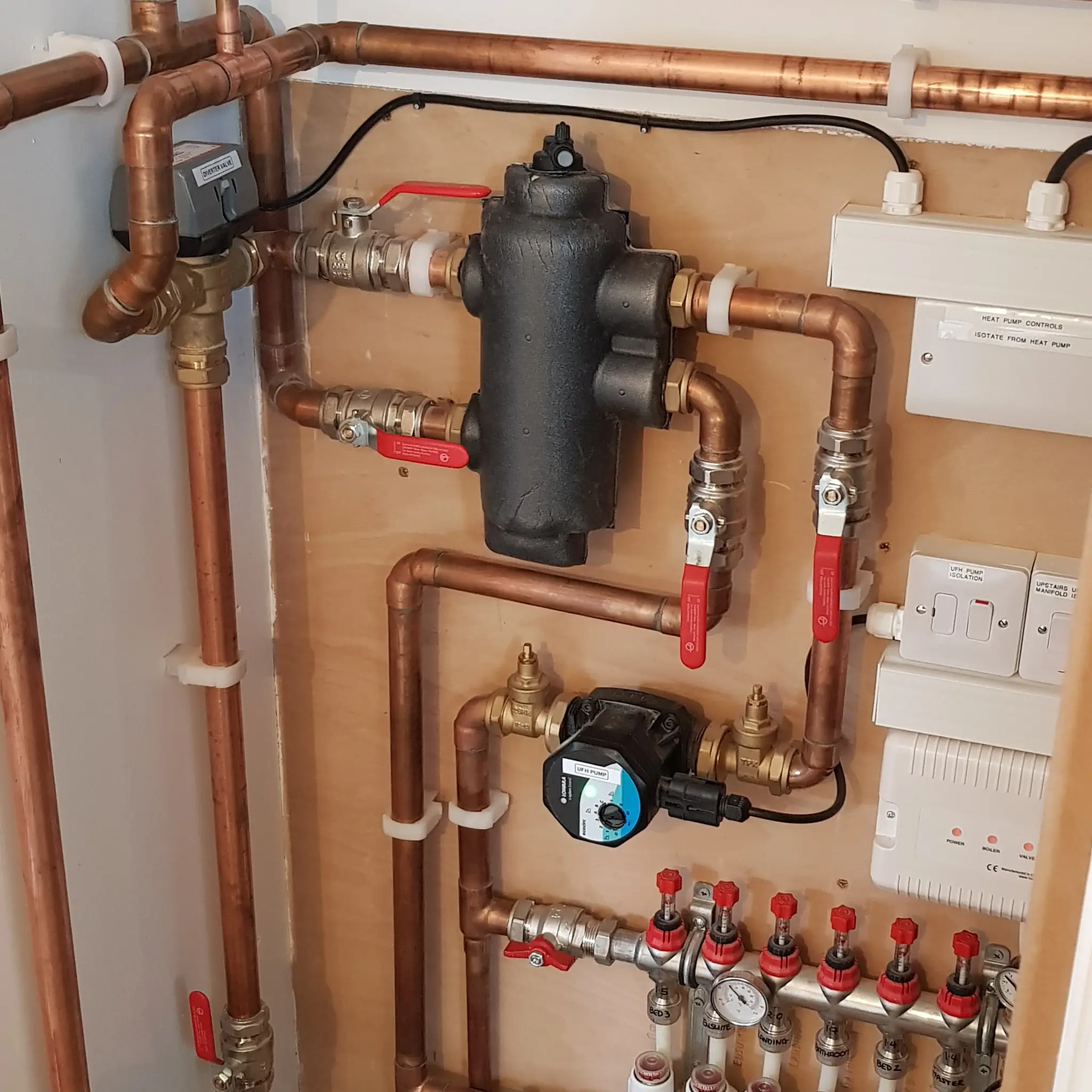 A hot water system piping layout